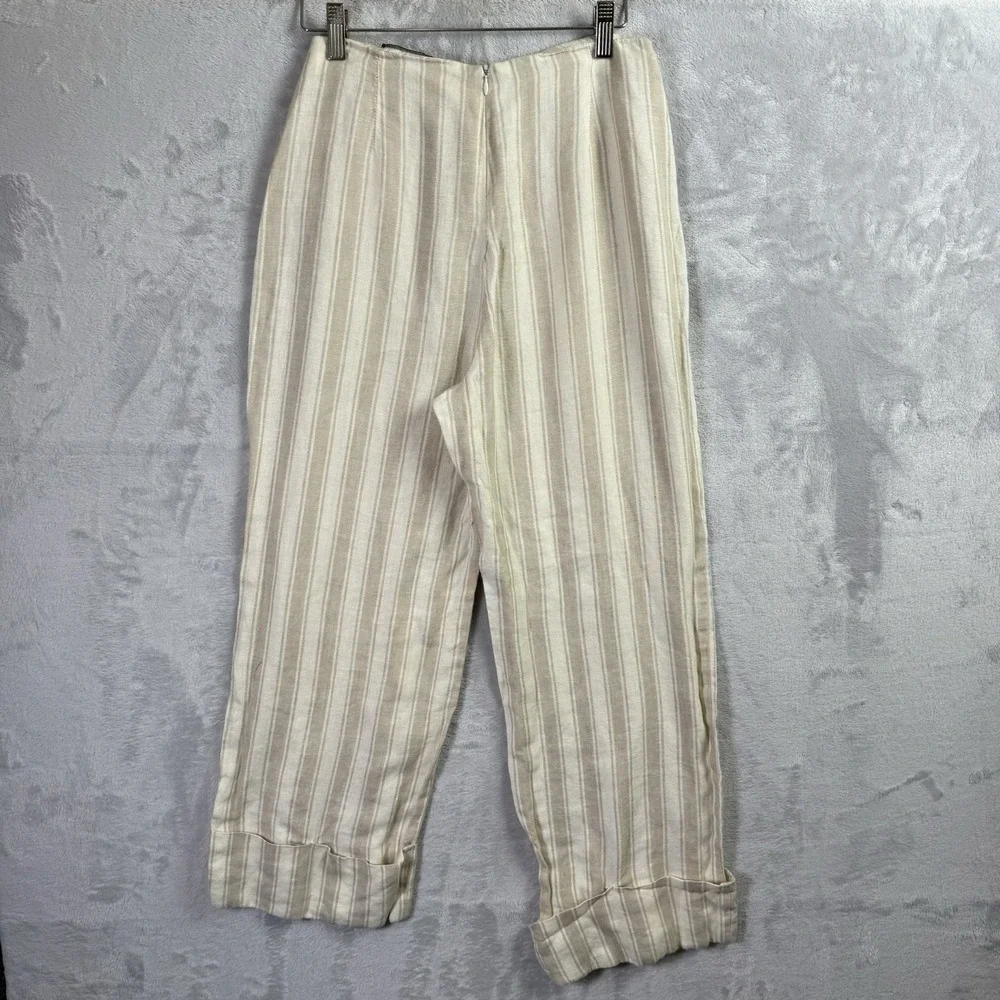 Reformation Striped‎ Linen Blend Pants Size XS*See measurements Tan Cream Boho